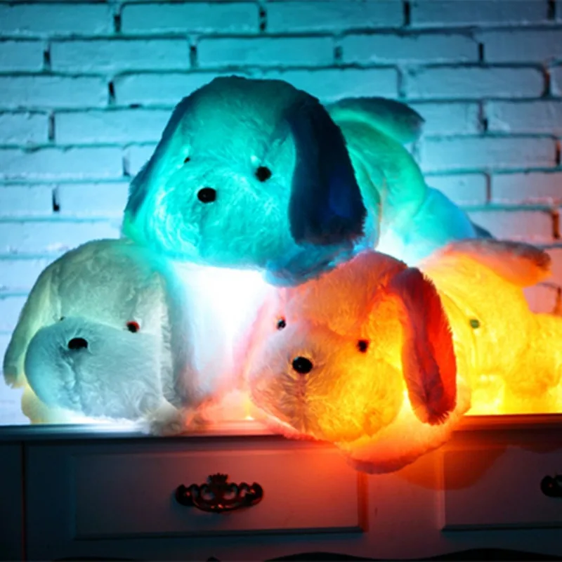 

Мультяшная собака, плюшевая светящаяся игрушка, красочная светящаяся Мягкая кукла, подарок на день рождения, диванная подушка, музыка, деко...