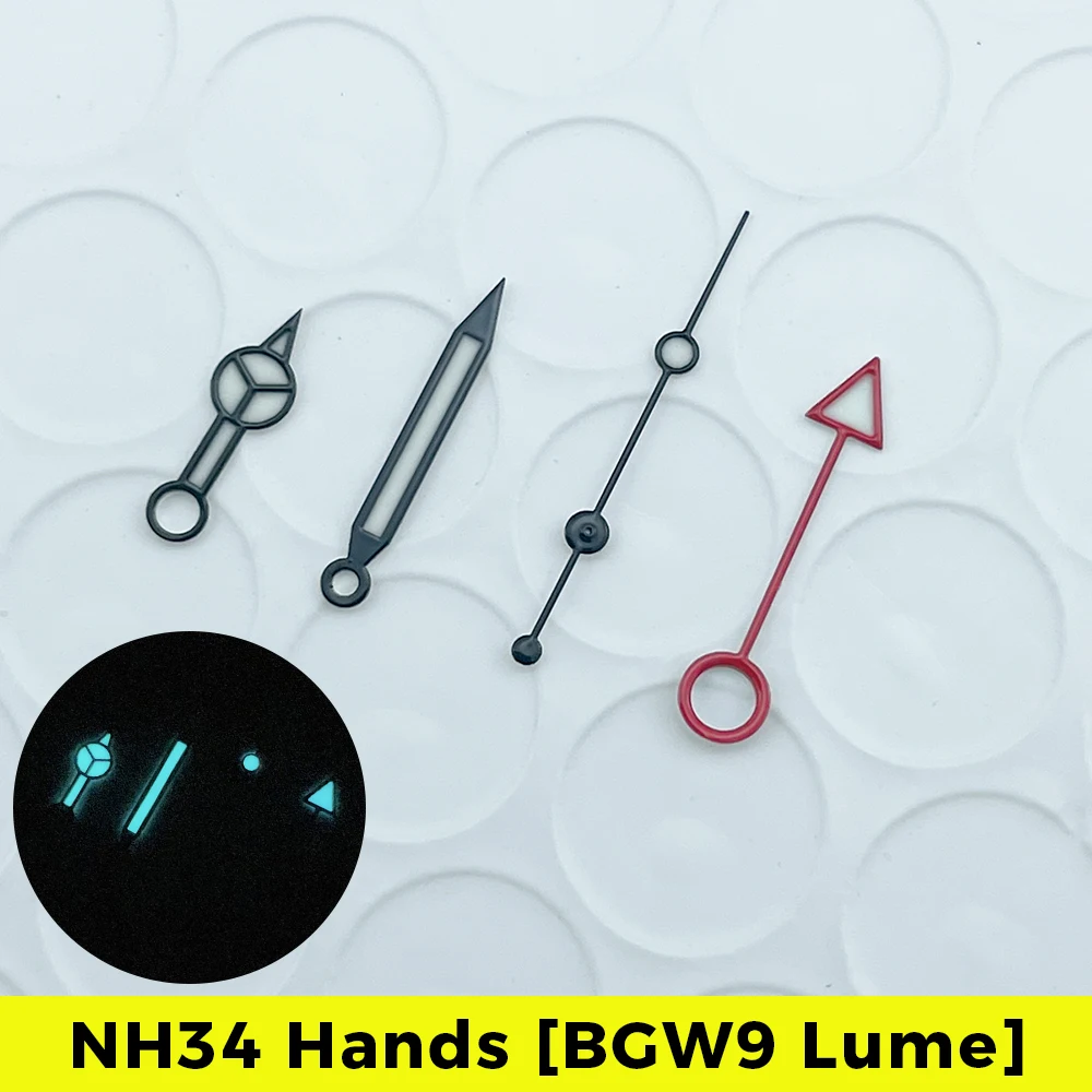 NH34A черный BGW9 Lume GMT часы Benz MASTER II руки Красный мод для движения NH34 SKX SSK oBKa2VcC