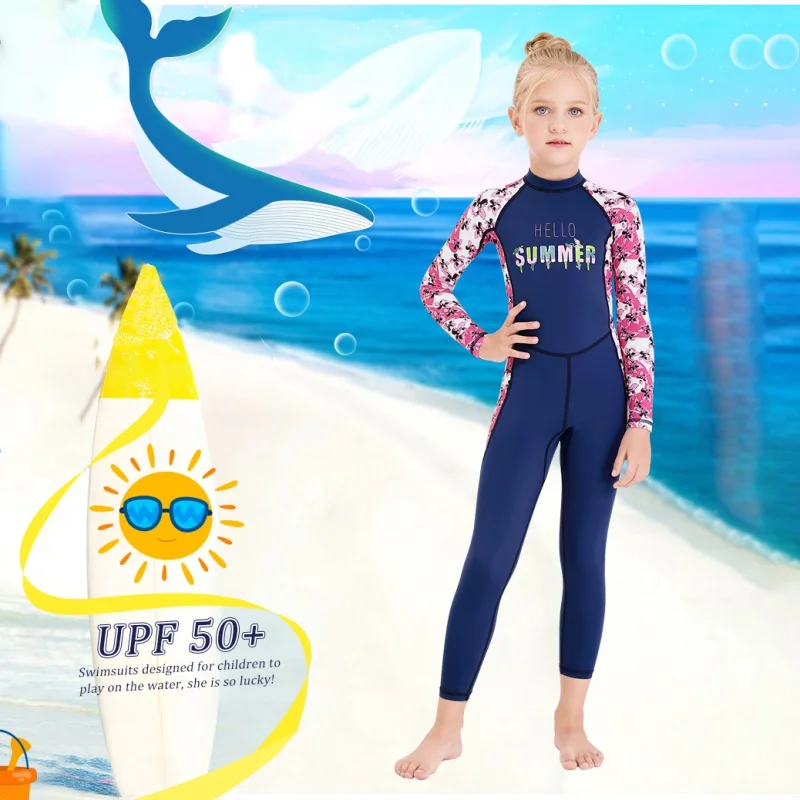 

2023 New Kids Diving Suit Neoprenes Wetsuit UV Protection Children Keep Warm One-piece Long Sleeves UV Protection Swimwear