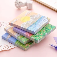 80sheets oil painting landscape writing paper sticky memo pad message decorative notepad paperstationery office supplies