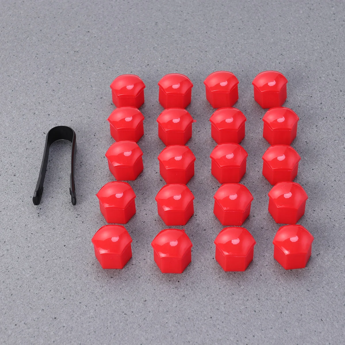 

21 in 1 Hexagonal Wheel Lug Nut Covers Bolts Covers Screw Protect Caps 21mm with Clips (Red)
