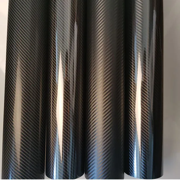 3D 4D 5D 6D Автомобильная наклейка глянцевая черная виниловая пленка из углеродного