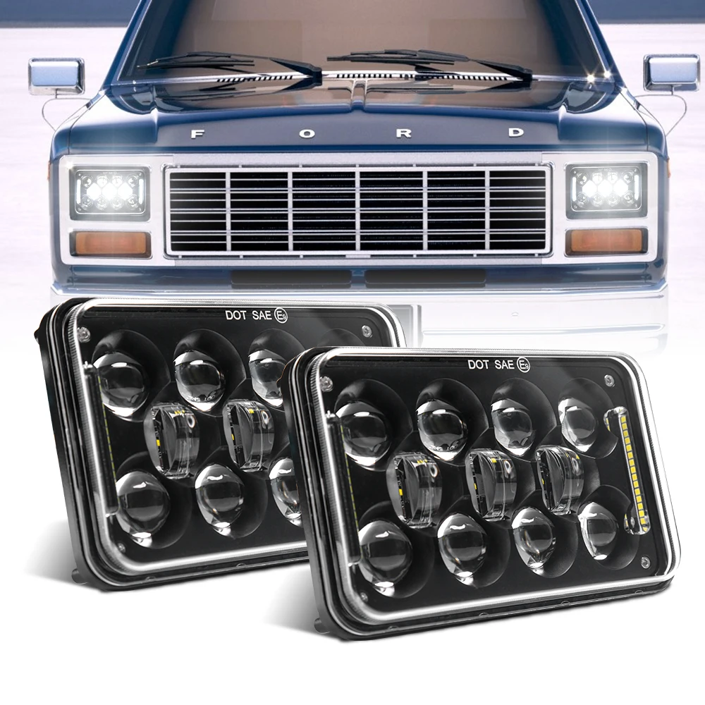 

4x6inch LED Square Headlights Replacement for H4651 H4652 H4656 H4666 H6545 for Kenworth T800 T400 T600 W900B for GMC Chevrolet