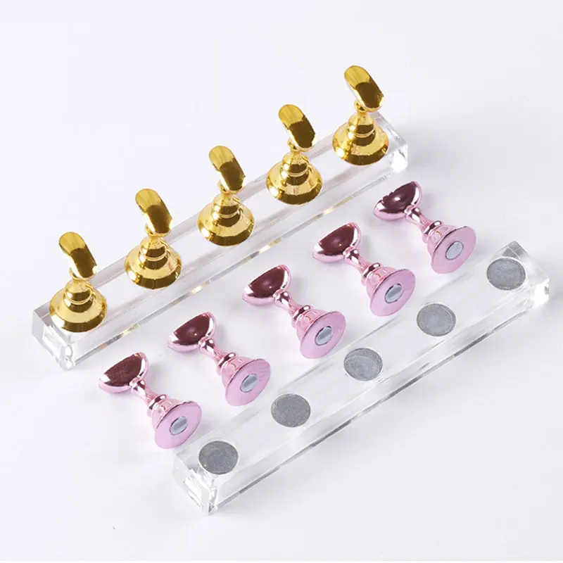 

Magnetic Nail Holder Practice Stand For Tips Acrylic Crystal Showing Shelf Nail Polish Display Stand Nail Art Accessories