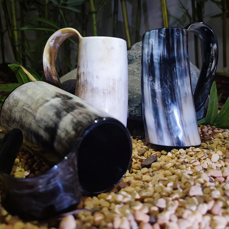 

Handmade Ox Horn Mug Crafts Whiskey Shot Glasses Cup Wine Drinking Viking Coffee Tea Mugs Drinkware tazas кружка コップ