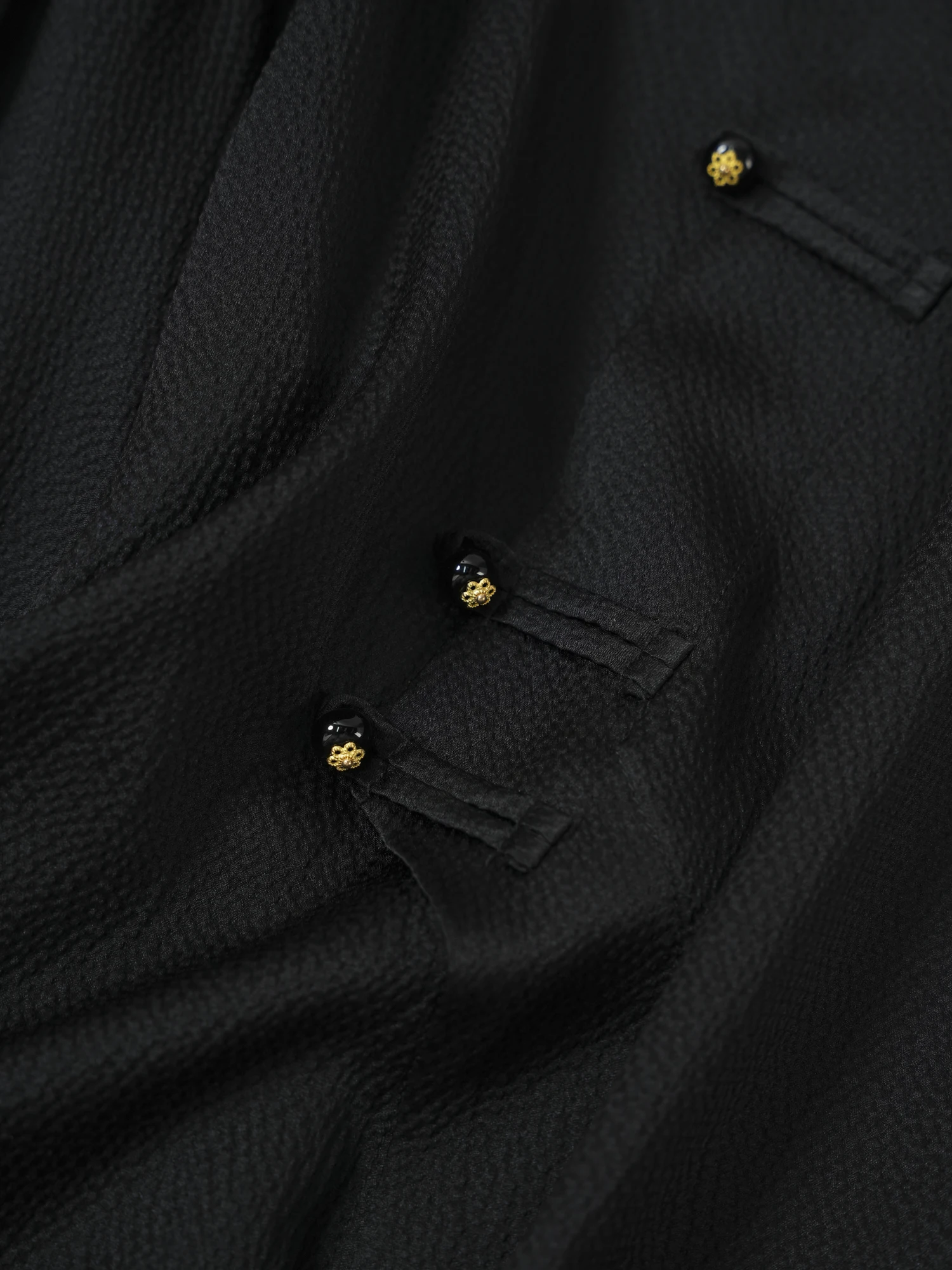 Fashion New Chinese Sle National White Pearl Segment Shirts Retro Oblique Plate Buckle Loose Silk Long sleeve Top Wom...