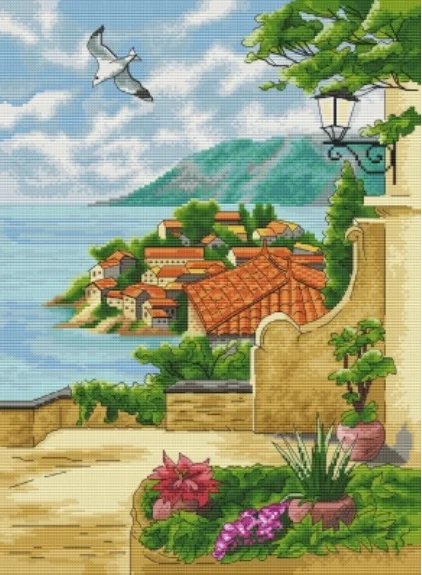 

Top Selling Seaside 39-49 Embroidery DIY 14CT Unprinted Arts Cross stitch kits Set Cross-Stitching Home Decor