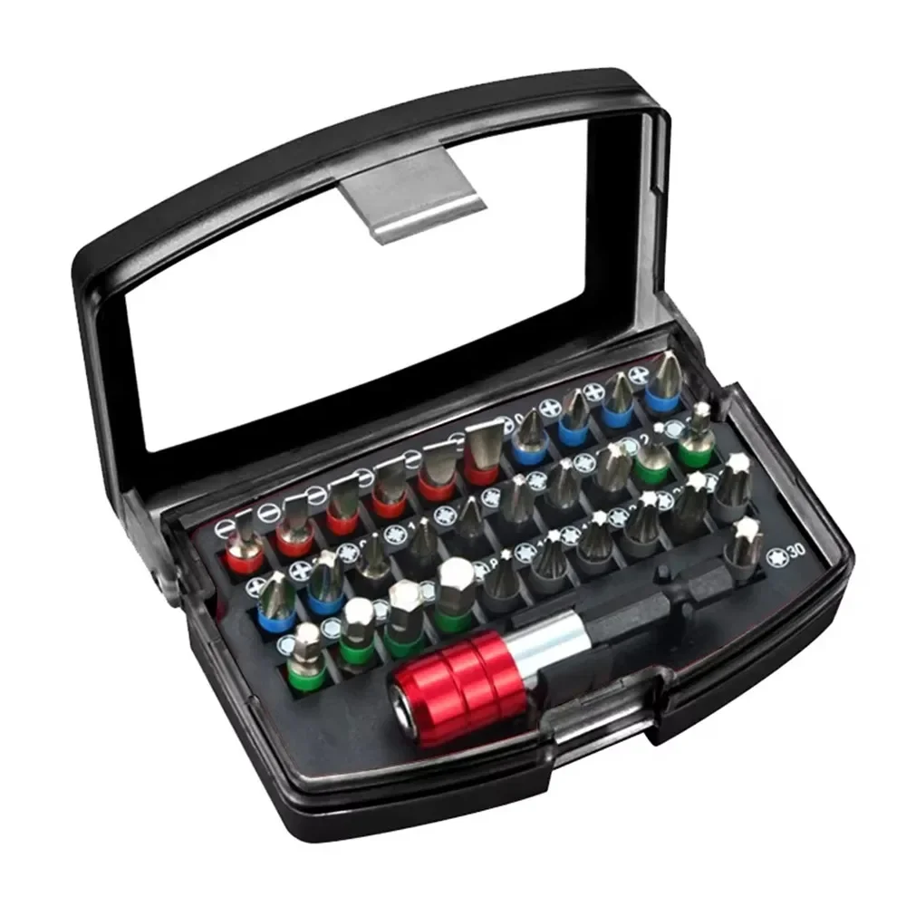 

32 шт., набор черных отверток S2, биты Torx, розетка для ремонта бытовой техники, ручной инструмент, быстроразъемный разъем, полные наборы инструментов
