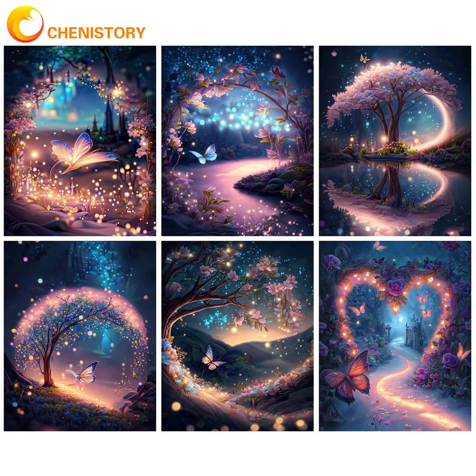 

CHENISTORY Paint By Numbers Kits On Canvas HandPainted Adults Moon Landscape Oil Picture By Number For Home Decors Paintings