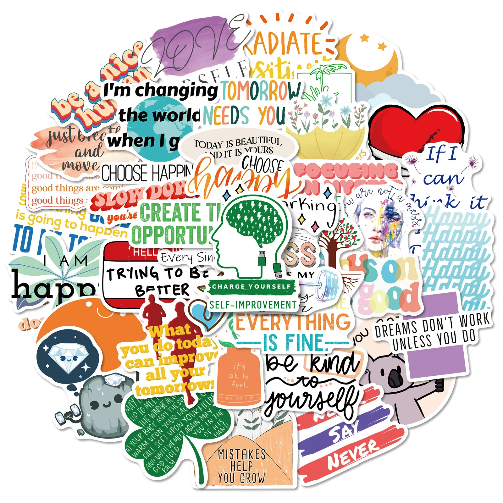 

50pcs Graffiti Decals Inspirational Words Cup Notebook Helmet Fridge Luggage Guitar Skateboard Waterproof Phone Laptop Sticker