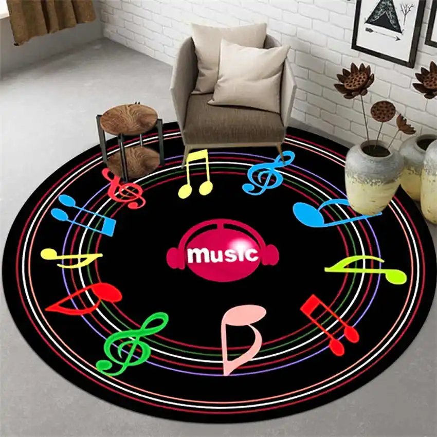 

Music Round Carpet living Room Bedroom Rug Carpet for Living Room 3d children round rug Decorative Bedside Mat