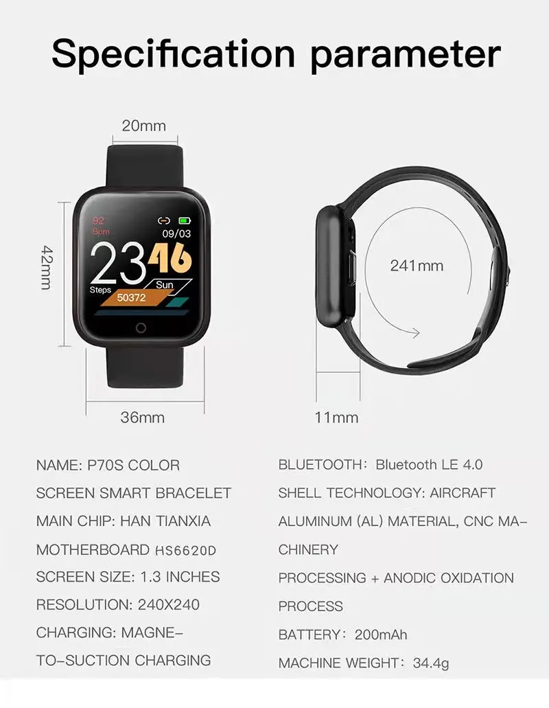 Новые женские водонепроницаемые Смарт-часы T80S/P70S Bluetooth умные часы для Apple IPhone Xiaomi