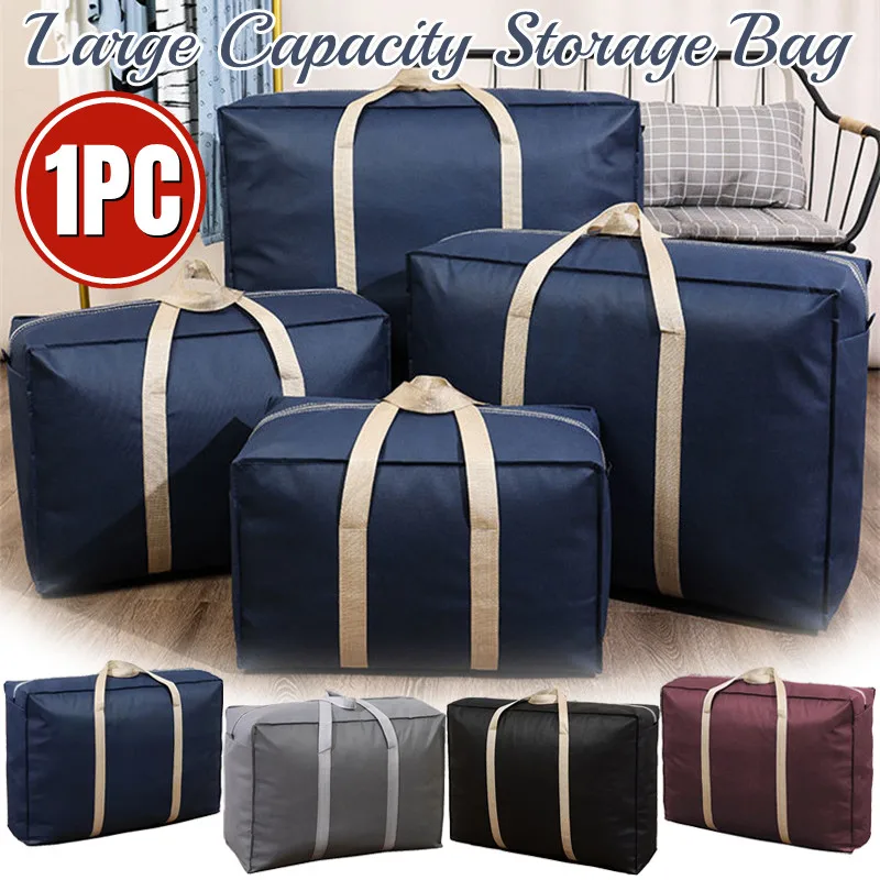 

Large Capacity Storage Bags with Reinforced Handle and Zippers Waterproof Foldable Closet Storage Bag Oxford Blanket Quilt