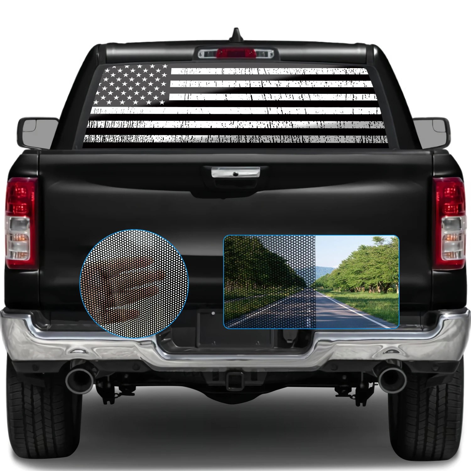 

1 шт. черно-белый американский флаг, перфорированная наклейка на заднее стекло, графическая патриотическая фотография, подходит для большинства пикапов, внедорожников