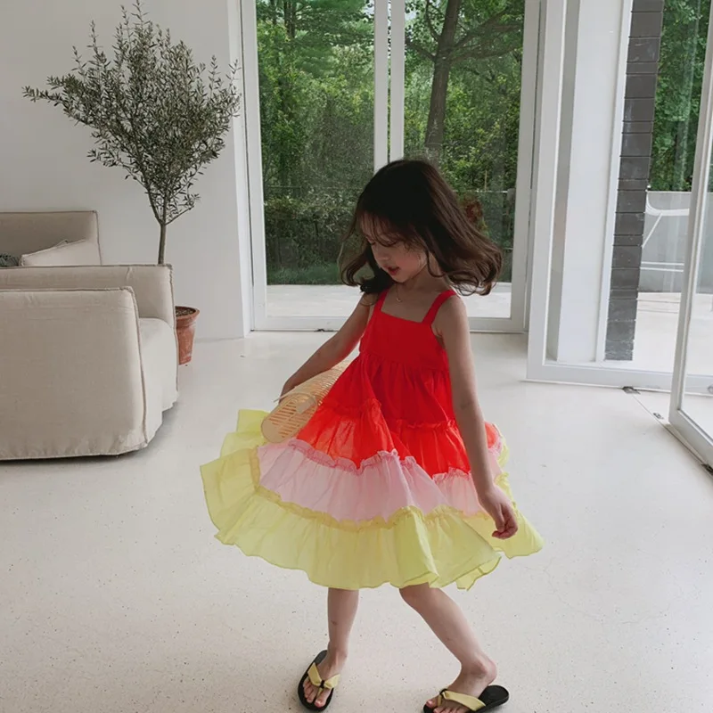 Платье для девочек подходящее по цвету изящное платье на бретелях 21 Летний Новый