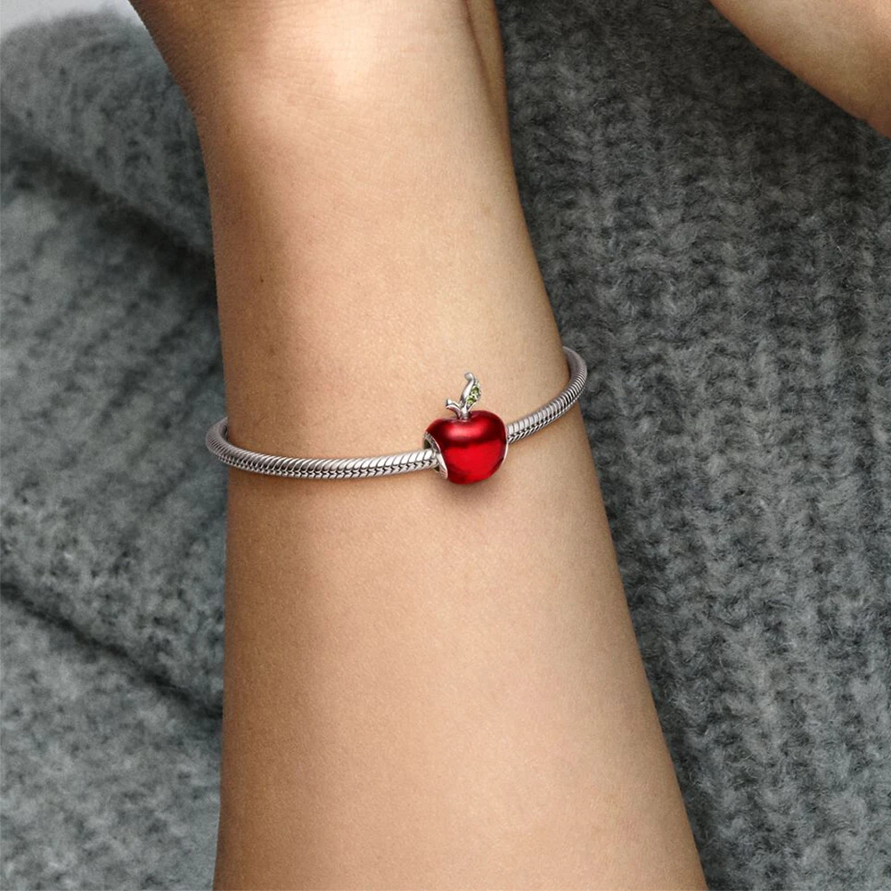Pandora-Charme de pomme sur le thème de Blanche-Neige pour femme, perles en argent 925, cadeau de bracelet de fête, bijoux à bricoler soi-même