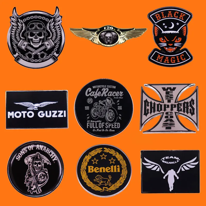 Retro Motorcycle Metal Badges Motorcycle Club Enamel Pins Gothic Cartoon Brooch Send Friend Fans Boutique Medal Gift