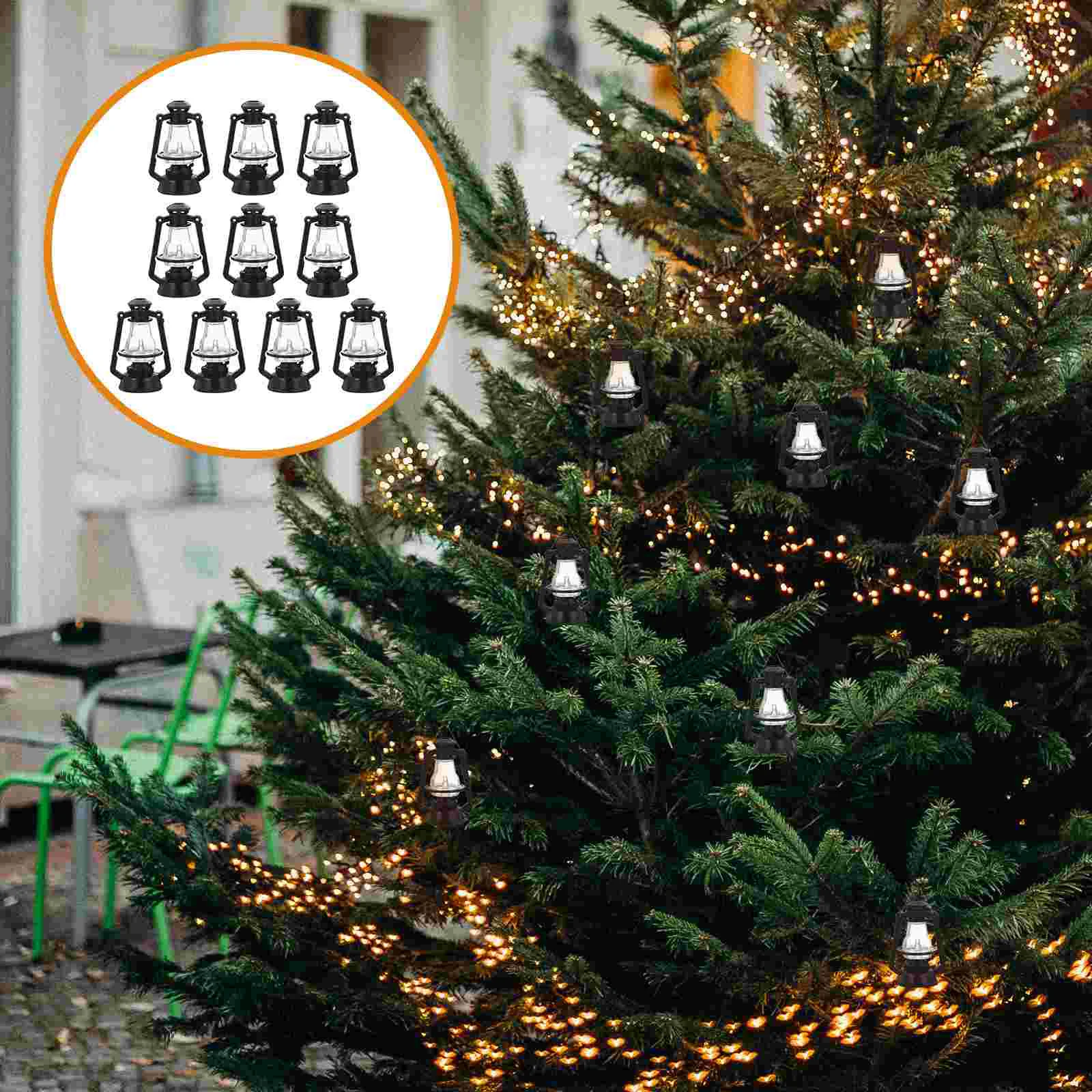 

Mini Kerosene Lamp Miniature Decor Light Xmas Tree Models Shape Lantern Decoration Ornament Halloween Miniatures