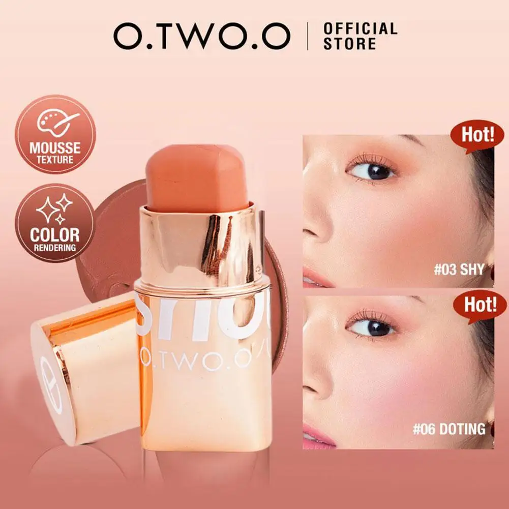 

O.TWO.O Lipstick Blush Stick 3-in-1 Eyes Cheek and Lip Tint Buildable Waterproof Lightweight Cream Multi Stick Makeup for Women