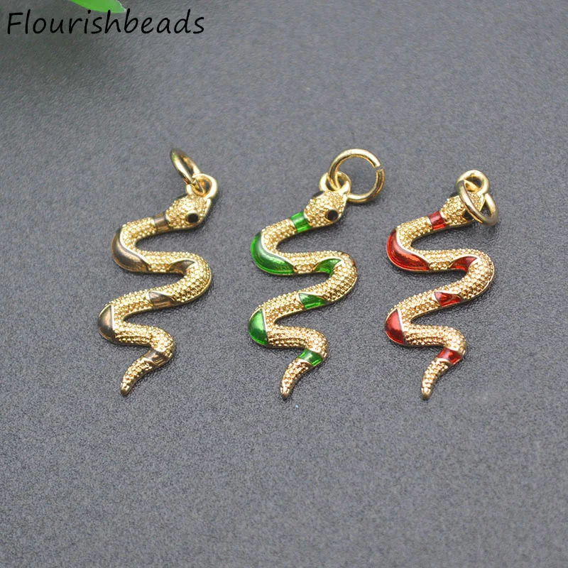 

20pcs/lot High Quality Nickel Free Anti Fading Colorful Enamel Gold Plated Snake Charms Pendants for Women Earring Necklace