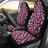 black with pink cherry blossom flowers car seat coverspack of 2 universal front seat protective cover
