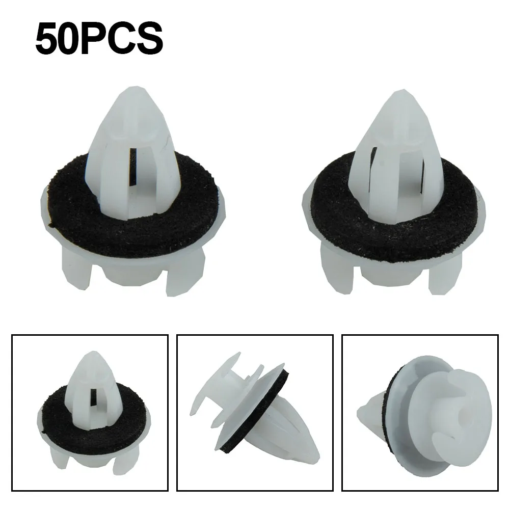 

50pcs Car Door Panel Clips Fixing Fasteners For BMW BE36 E38 E39 E46 X5 M3 M5 Z3 Auto Accessories D57 White Car Buckle + Gasket