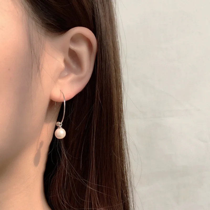

Fashion Exaggerated Geometric Semicircle Hoop Earrings Female Trendy Pearl Pendant Earrings Boucle Oreille Femme Vintage Jewelry