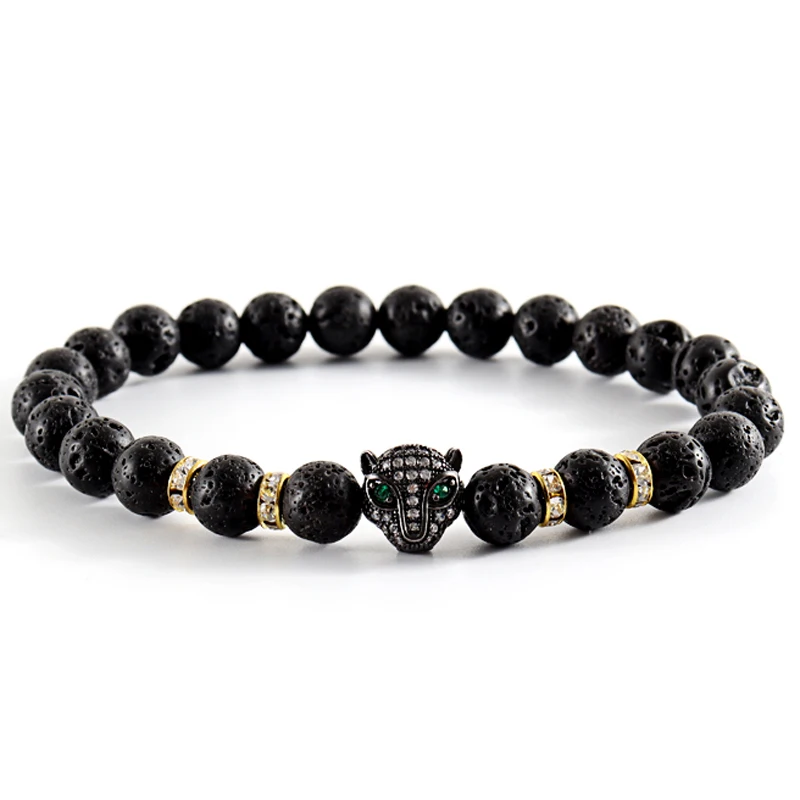 Мужской браслет с головой леопарда в стиле хип-хоп |