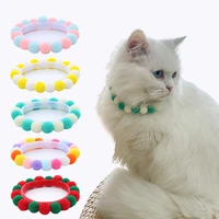 pet cat collar cat necklace small cat hairball cute collar macaron color ball velcro self adhesive party accessory pets supplies