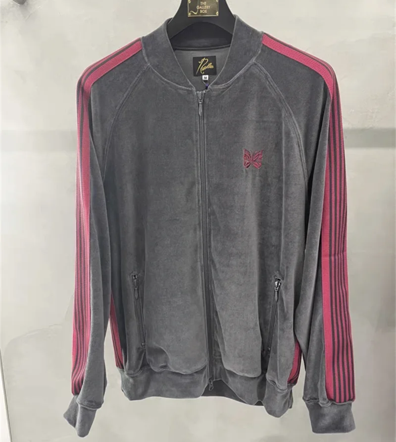 

Бархатный Кардиган для мужчин и женщин, модная верхняя одежда большого размера с бабочками, жакет с вышивкой абрикосового цвета, для скейтборда