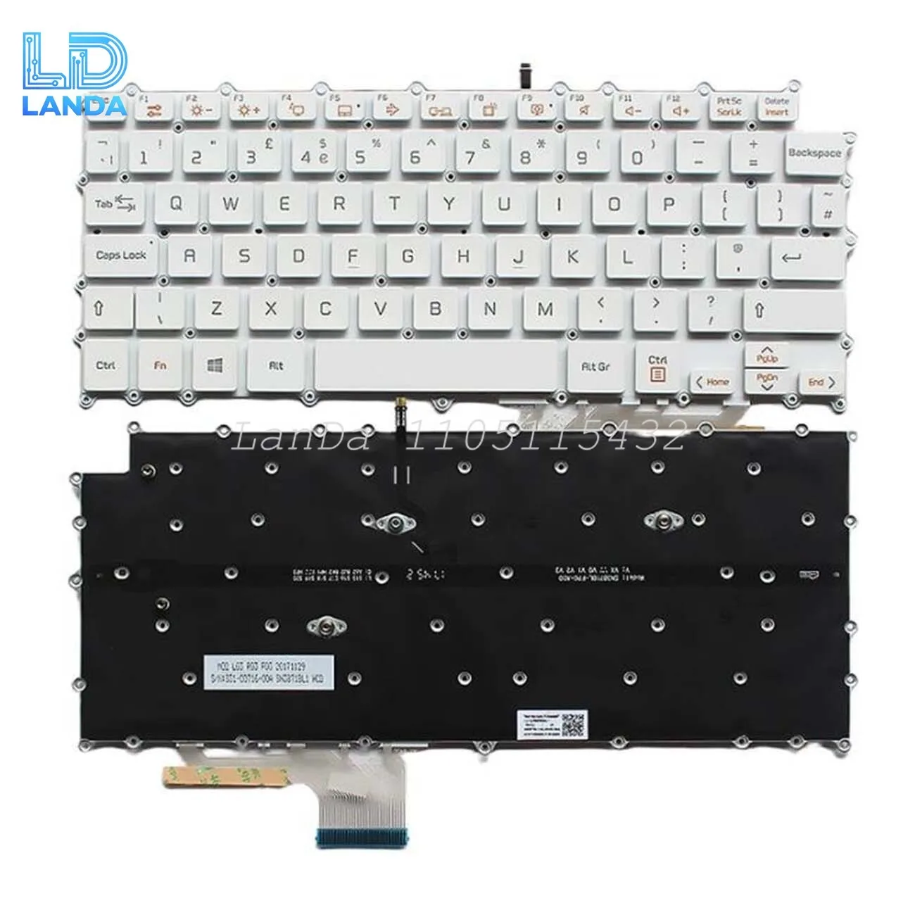 Фото Клавиатура ноутбука для LG 13Z980 13Z990 14Z980 14Z990, белая, США, с подсветкой №1