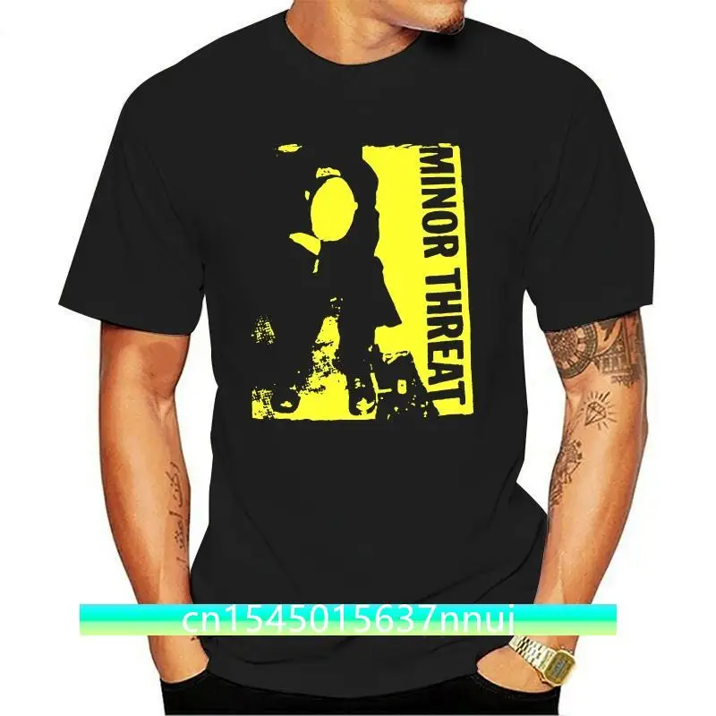 

New MINOR THREAT YELLOW Men's T- Shirt Black Comfortable t shirt,Casual Short Sleeve TEE mens tee shirts Fashion Style Men T