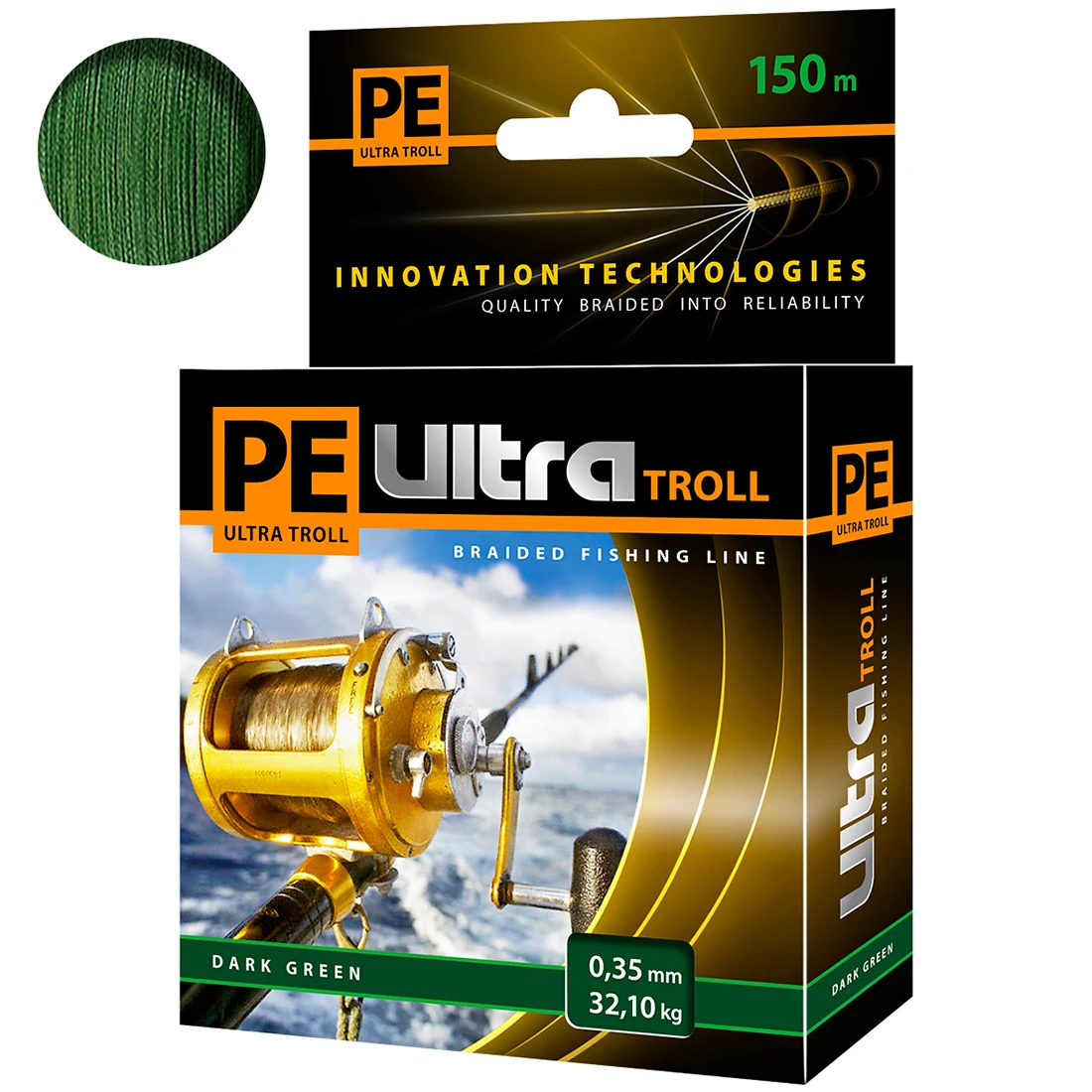 Плетеный шнур AQUA PE ULTRA TROLL Dark Green 0,35mm 150m