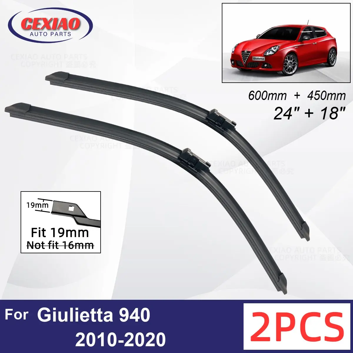 

Car Wiper For Alfa Romeo Giulietta 940 2010-2020 Front Wiper Blades Soft Rubber Windscreen Wipers Auto Windshield 600mm + 450mm