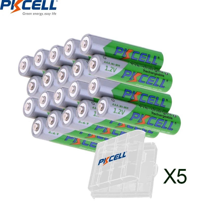 

PKCELL 20PC AAA Battery 1.2V 850MAH AAA rechargeable batteries NIMH aaa 3a battery with 5PC battery box for AA/AAA batteries