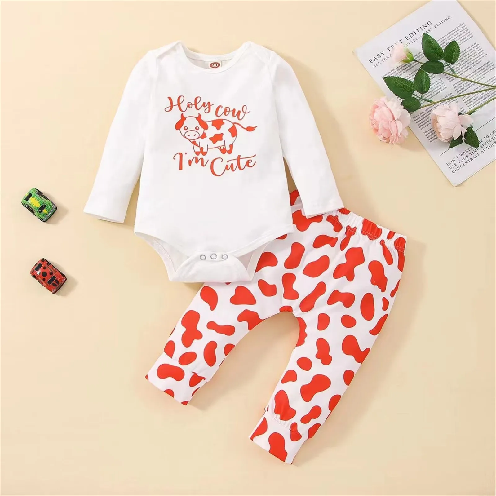 

Infant Newborn Baby Girls Clothes Sets Letter Long Sleeve Romper Tops+Pants Cartoon 2pcs Baby Girls Outfits Set Spring Autumn