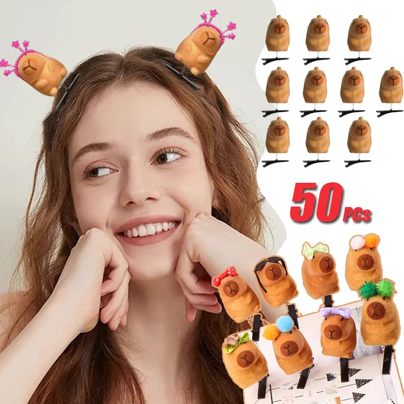 5 ~ 50 шт. Забавная 3D плюшевая заколка Капибала модная для волос с милыми животными