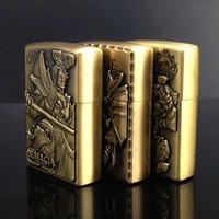 metal kerosene lighter league of legends bronze retro relief grinder windproof creative manufacturer