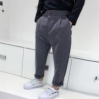 2021 korea boys suit pants school kids casual button trousers clothes children formal pants brand fashion costume