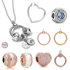 Лидер продаж, подвеска-сердце в минималистичном стиле, серебряное ожерелье Пандора, подвеска сделай сам для женщин, ювелирные изделия в подарок
