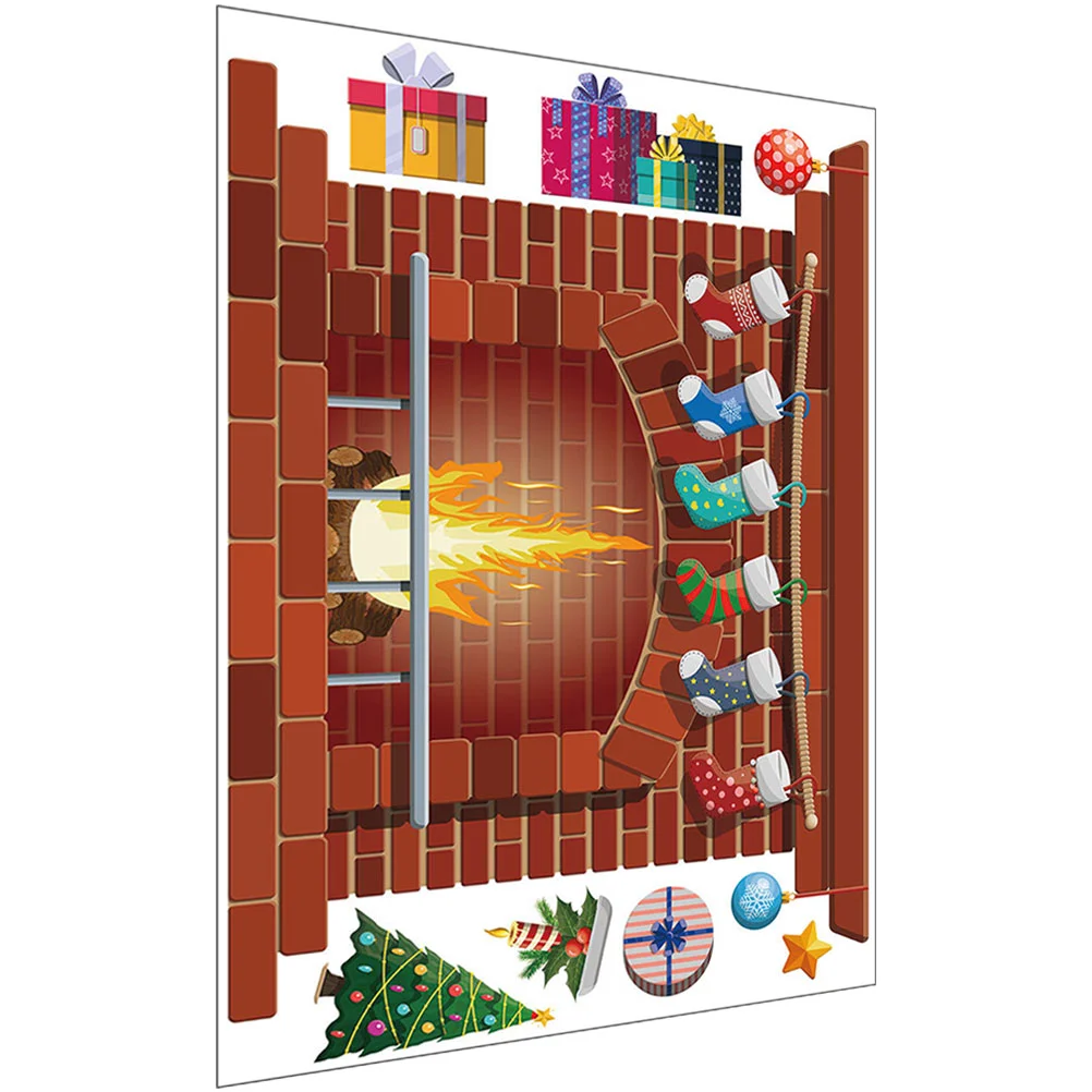 

Christmas Window Decal Fireplace Wall Stickerclings Holiday Winter Stickers Year New Decals Party Mural Decor Backdrop Themed