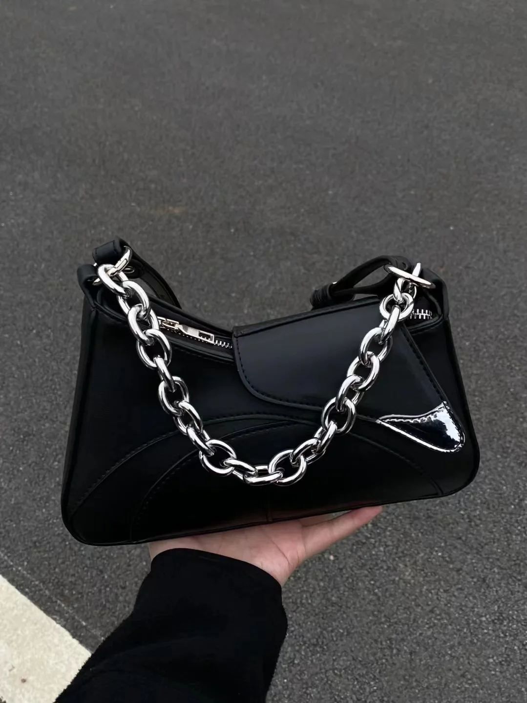 

JIAERDI Vintage Y2k Handbags Women 2023 Summer Hot Girls Chains Chic Black Shoulder Bag Ladies Retro Luxury Designer Handbag