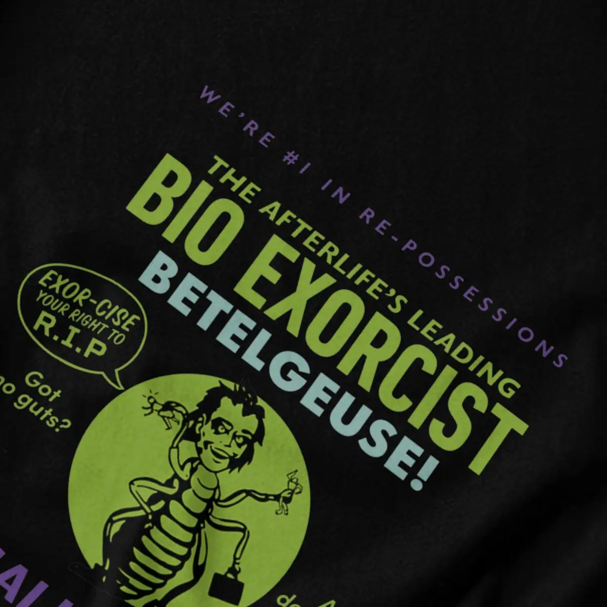 Мужская футболка ужасов B-Beetlejuice Afterlife's Leading Bio Exorcist Ad на Хэллоуин уличная