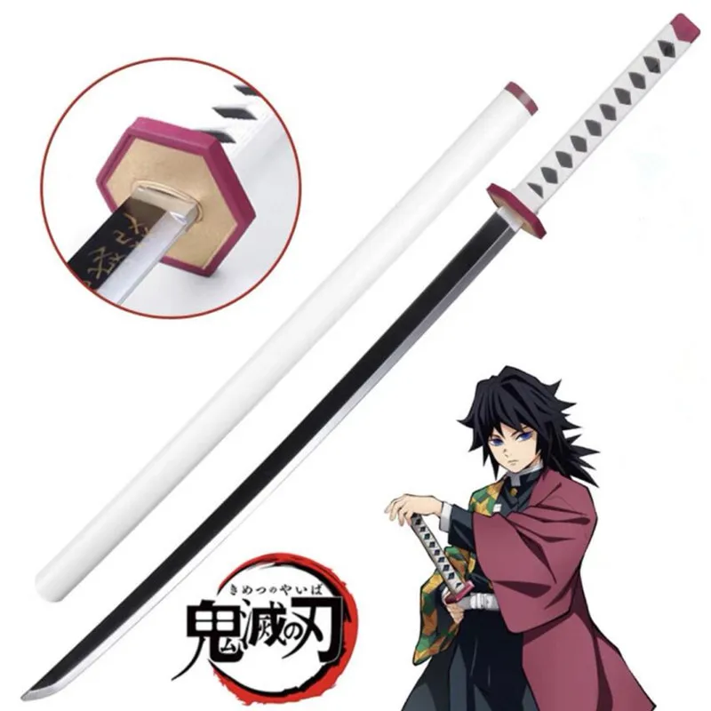 Demon Slayer Sword Weapon Tomioka Giyuu Black Sowrd Cosplay 1:1 Ninja Knife PU Prop Kimetsu no Yaiba Anime Sword 104cm