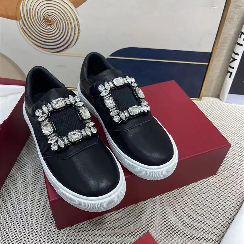 Top Quality Crystal Tennis Female Round Toe Slip-on Flat Ladies Casual Sneaker Lightweight Daily Activities Office Women Shoes