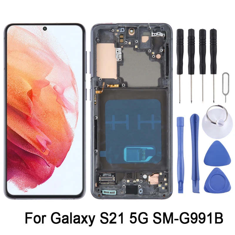 

ЖК-экран из органического светодиода для Samsung Galaxy S21 5G SM-G991B, ЖК-дисплей с дигитайзером, полный комплект с рамкой