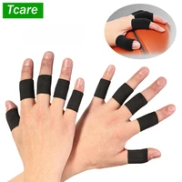 tcare 10pcs finger sleeve support thumb brace protector breathable elastic finger tape for basketball tennis baseball golf gym