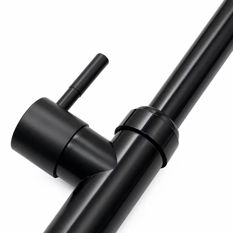 Фото Универсальный поворотный кухонный смеситель для холодной воды, 1 шт., из нержавеющей стали, с одной ручкой, черный, для установки на столешницу №3