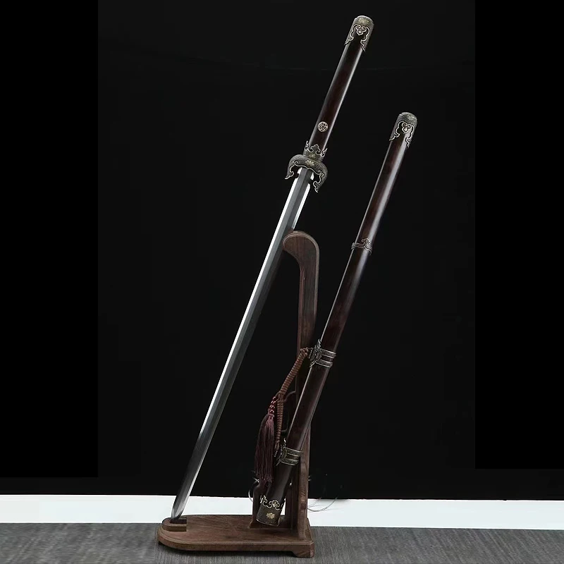 

Chinese Swords which is made of Hand folded Steel (Damascus Steel) and is installed as a Ebony Wood scabbard fitting cosplay