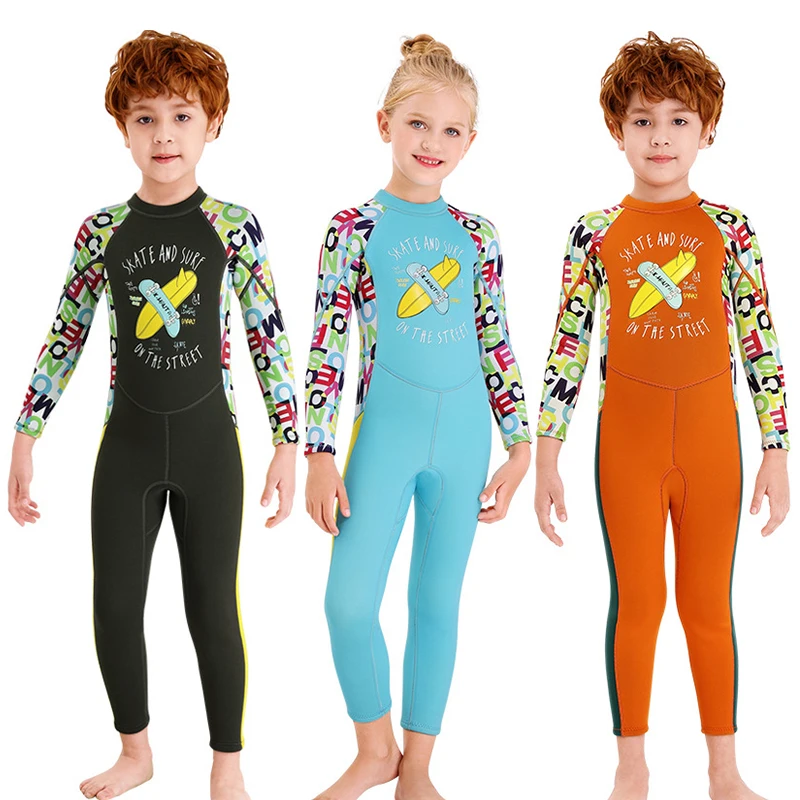 

2.5MM Neoprene Scuba Wetsuits Kids Full Body Thermal Protective Diving Bathing Swim Suit For Children Surf jellyfish
